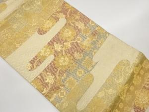 ヱ霞に名物裂・古典柄模様織出し名古屋帯